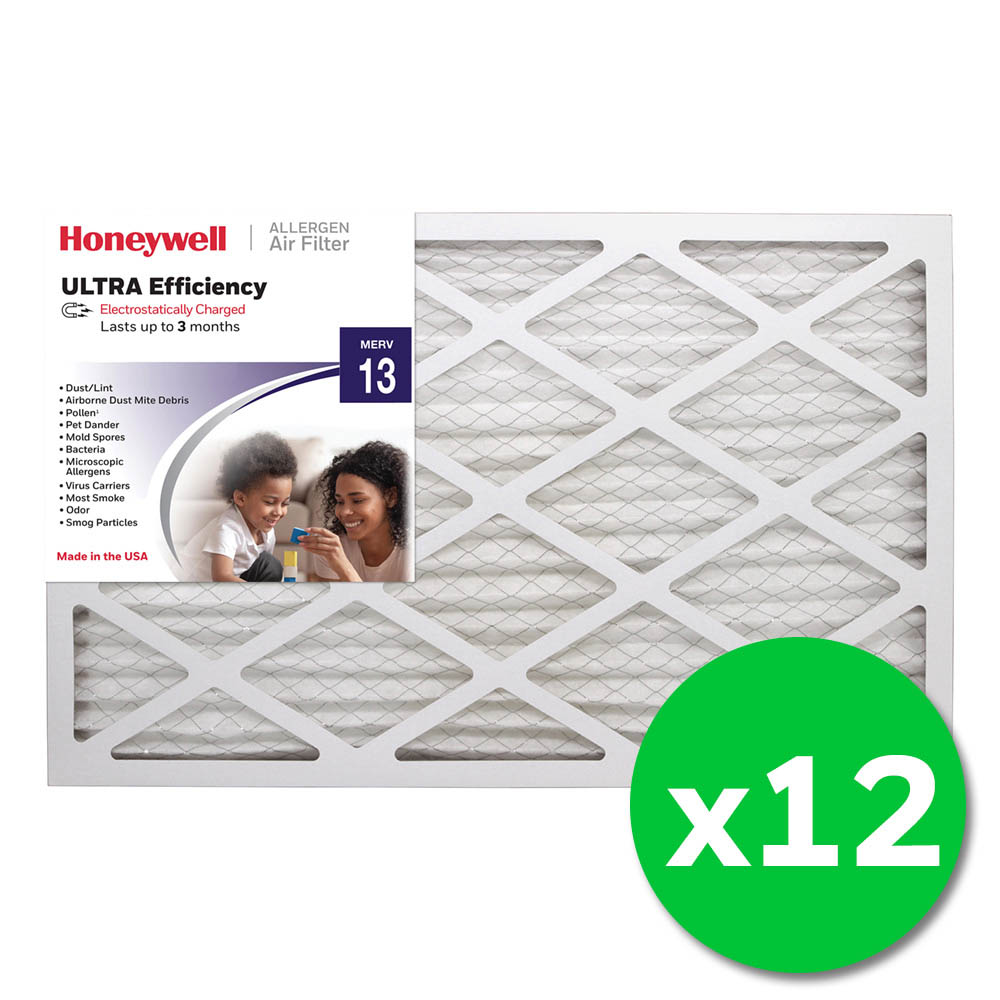 Honeywell 16x25x1 Ultra Efficiency Allergen MERV 13 Air Filter - 12 Pack