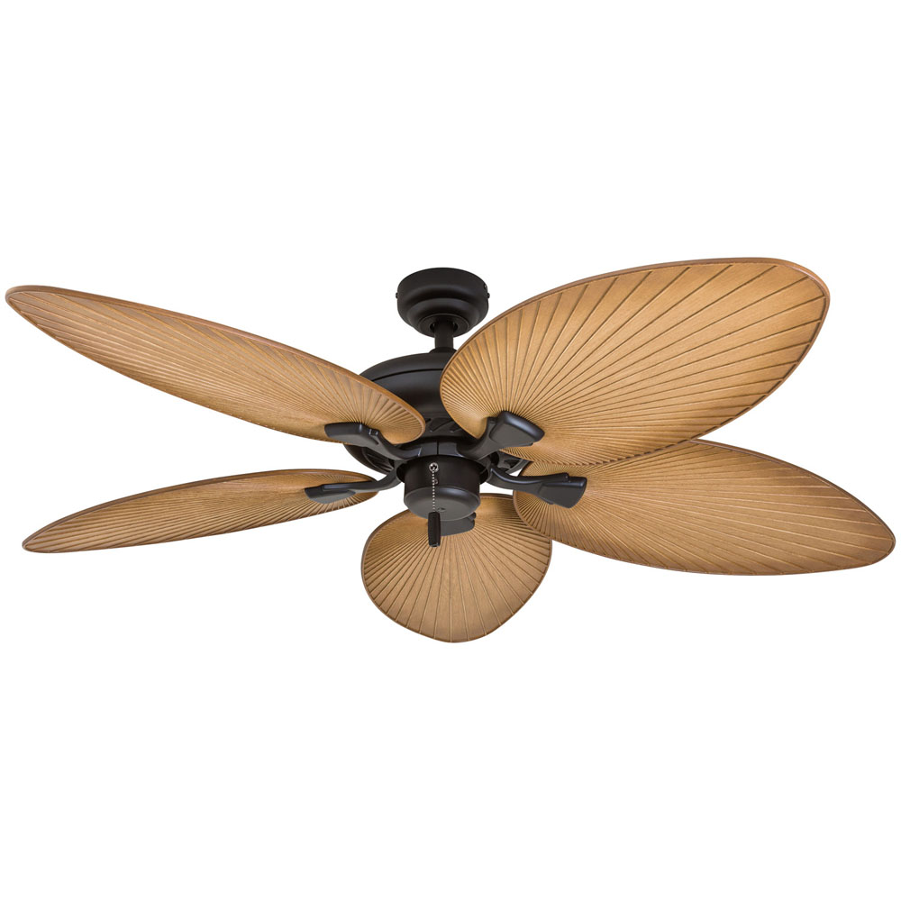 Honeywell Palm Valley 52-Inch Bronze Tropical Ceiling Fan with Palm Leaf Blades - 50505-03