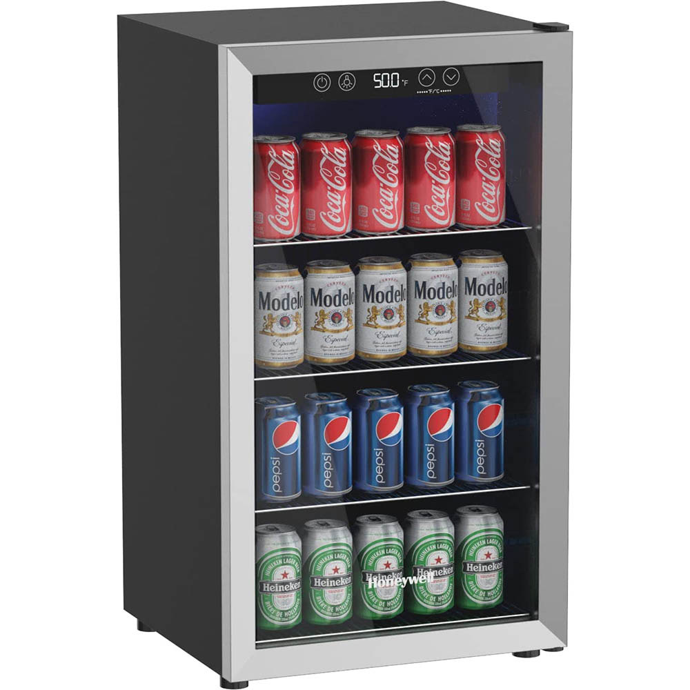 Honeywell 115 Can Cooler and Beverage Refrigerator, Stainless Steel