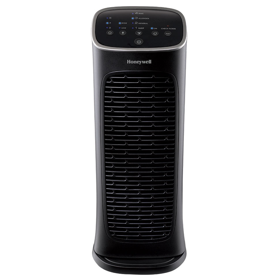 Honeywell Air Genius 4 Compact Oscillating Tower Air Purifier with Permanent Washable Filter - Black, HFD280B