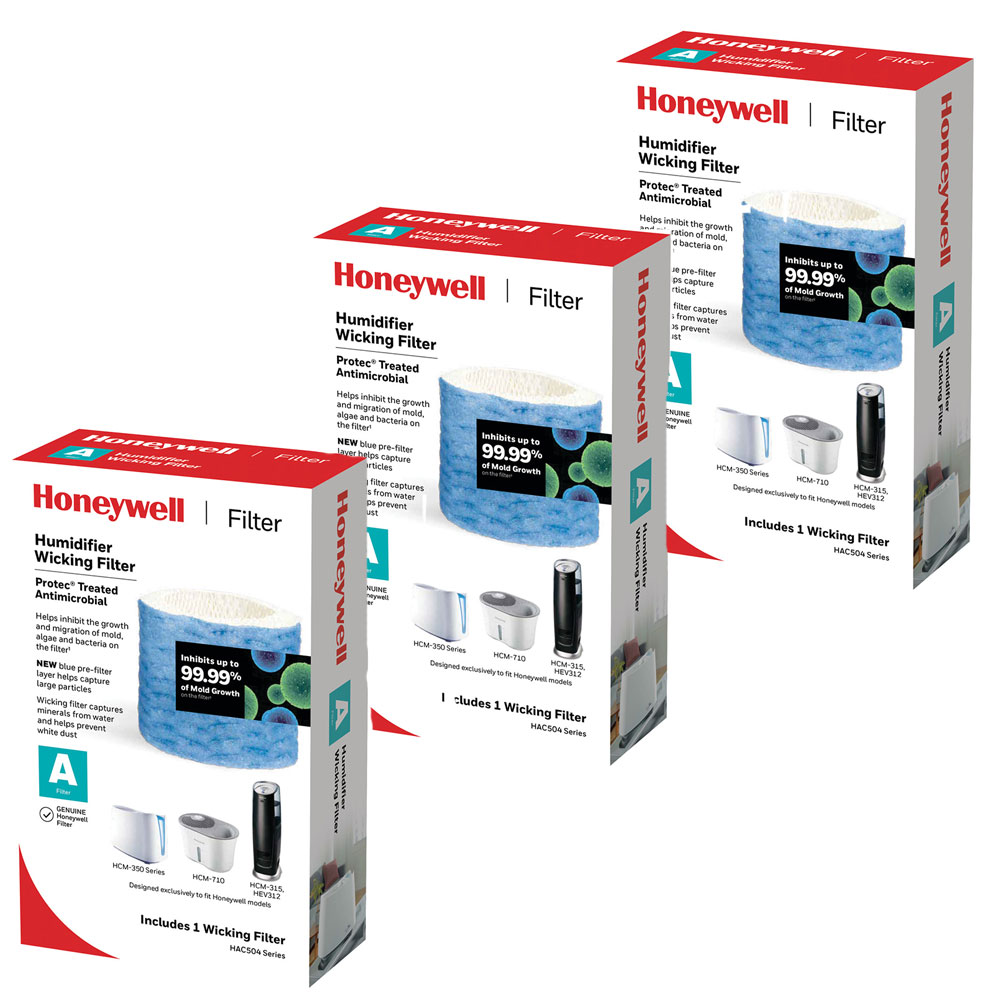 3 Pack Bundle of Honeywell HAC-504 Humidifier Replacement Filters, Filter A