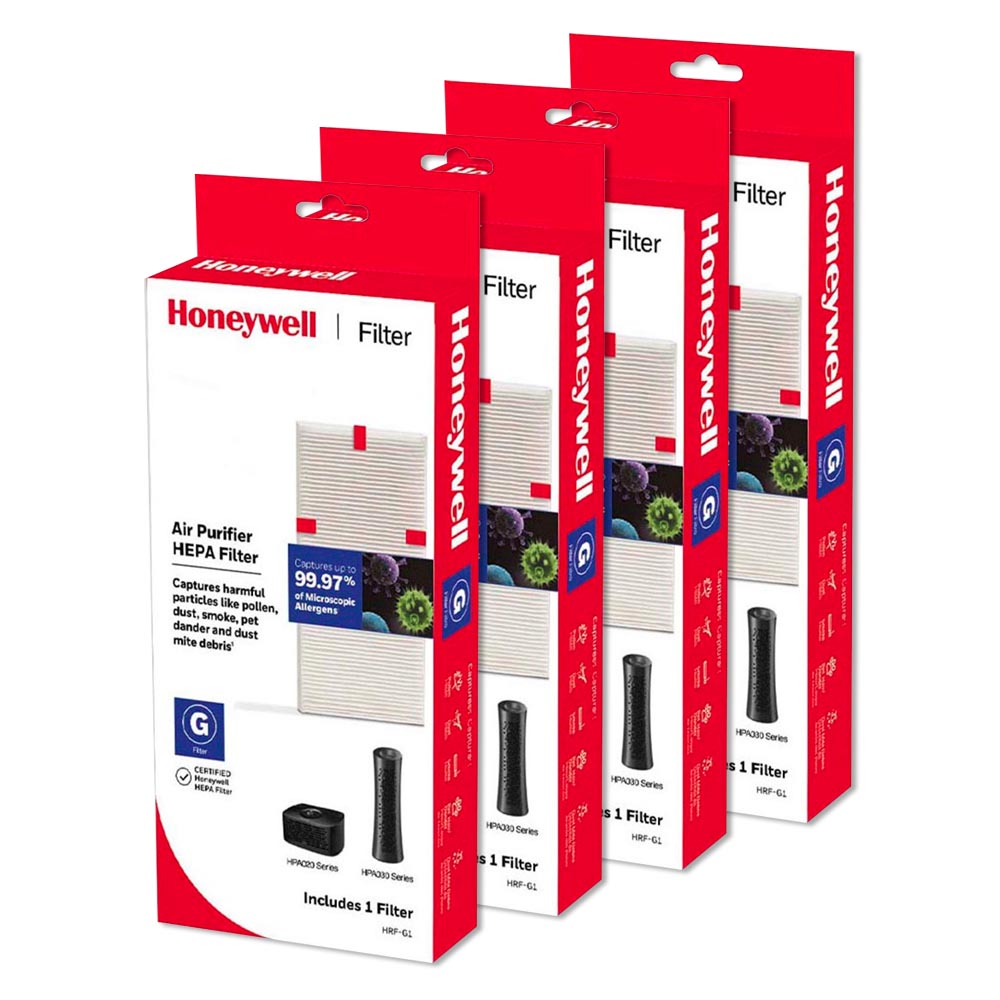 4 Pack Bundle of Honeywell Filter G True HEPA Replacement Air Purifier Filters, HRF-G1
