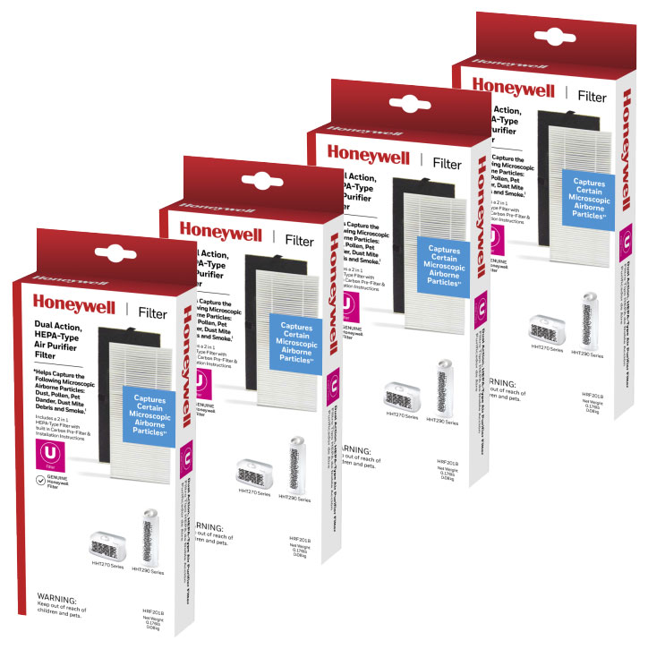 4 Pack Bundle of Honeywell HEPAClean Air Purifier Replacement Filter U, HRF201B