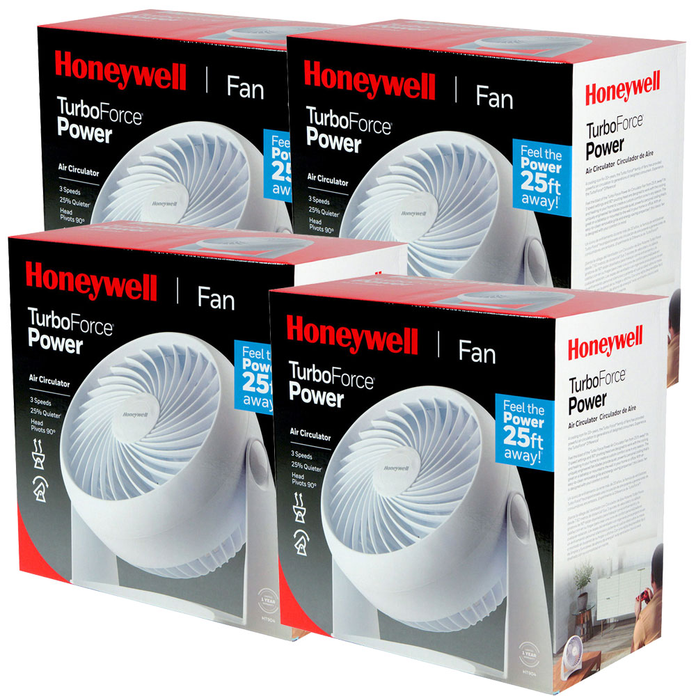 4 Pack Bundle of Honeywell TurboForce  Air Circulator Fan - White, HT-904