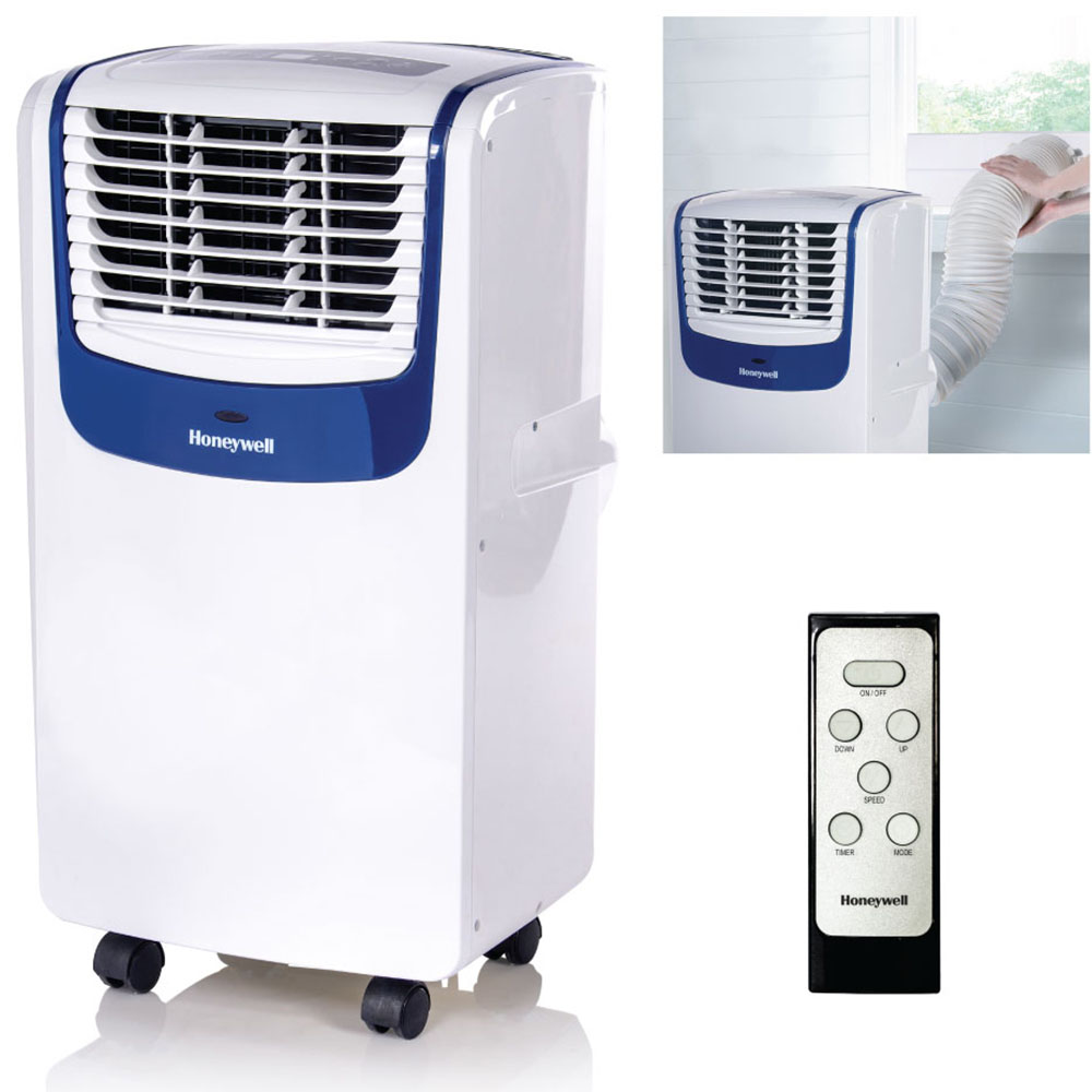 Honeywell 9,000 BTU Compact Portable Air Conditioner, Dehumidifier and Fan - White and Blue, MO08CESWB6