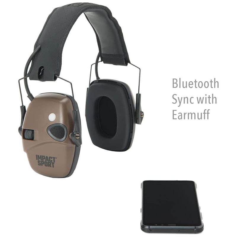 Howard Leight Impact Sport Shooting Earmuff with Bluetooth, Flat Dark Earth