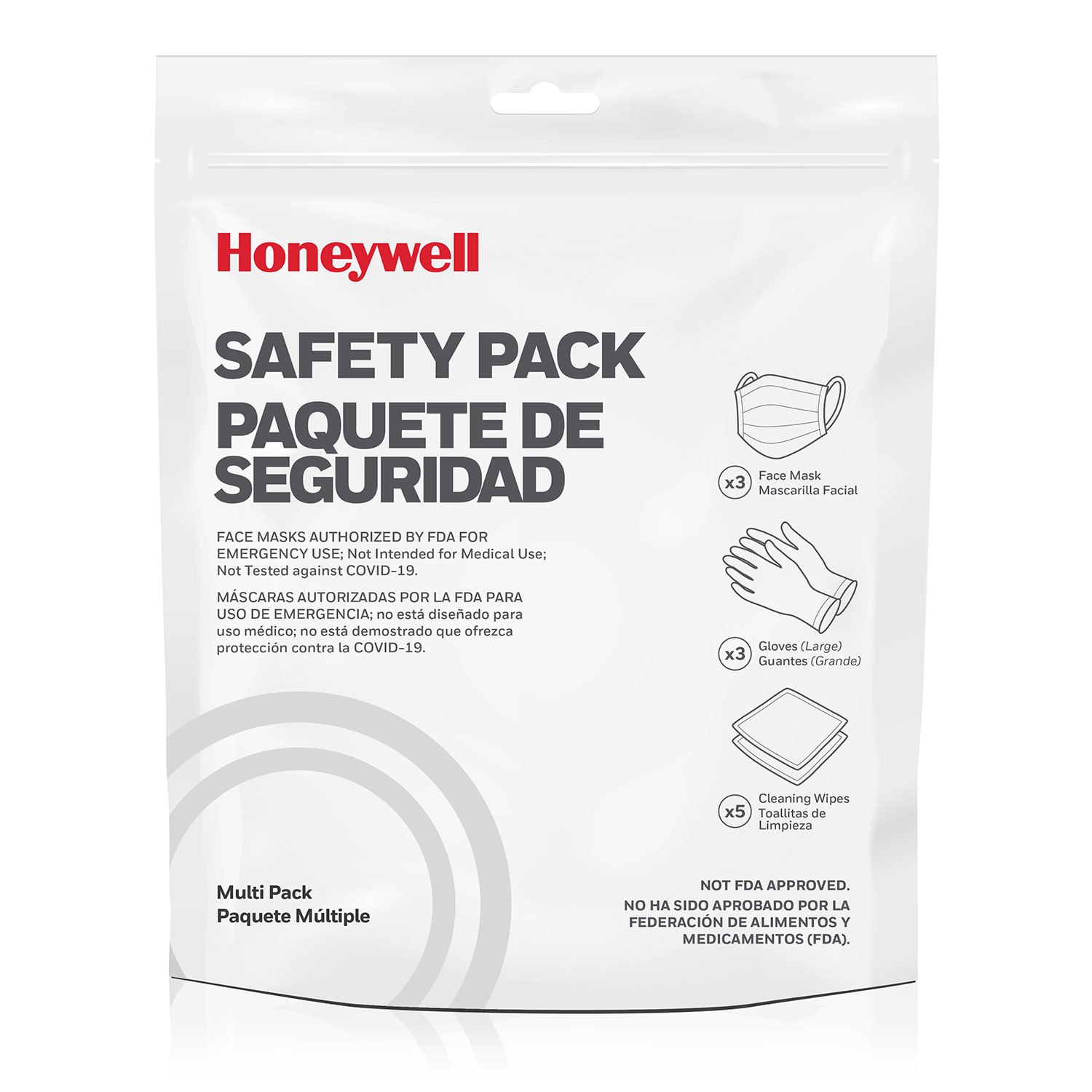 Honeywell Safety Multi Pack - 3 Face Masks, 3 Gloves & 5 Cleaning Wipes - RWS-50101