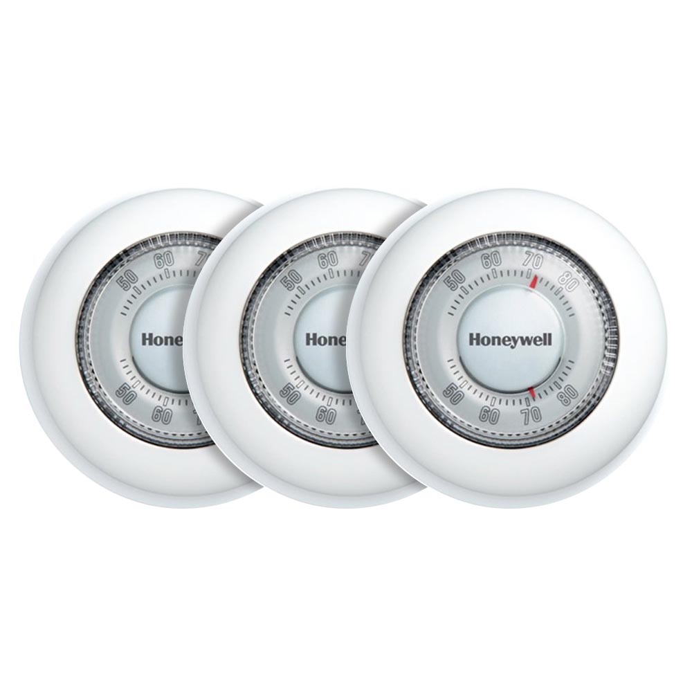 Bundle of 3 Honeywell CT87N1001 The Round Heat/Cool Manual Thermostat