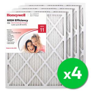Honeywell 20x25x1 High Efficiency Allergen MERV 11 Air Filter (4 Pack)