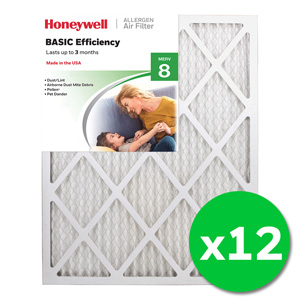 Honeywell 20x25x1 Standard Efficiency Allergen MERV 8 Air Filter - 12 Pack