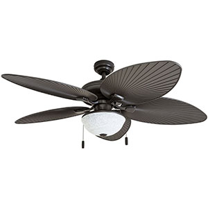 Honeywell Inland Breeze 52-Inch Bronze Outdoor LED Ceiling Fan with Light, Plastic Wicker Blades - 50510-03