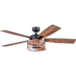 Honeywell Carnegie Indoor 52-inch Ceiling Fan with Remote, Matte Black/Copper