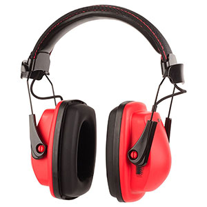 Honeywell Stereo Hearing Protector Earmuffs for use with MP3 Players with 3.5mm Input  (Black/Red) - RWS-53011